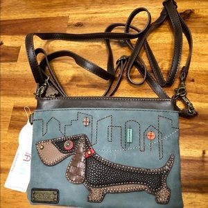 Chala Handbag Purse Dog Design Leather & Suede